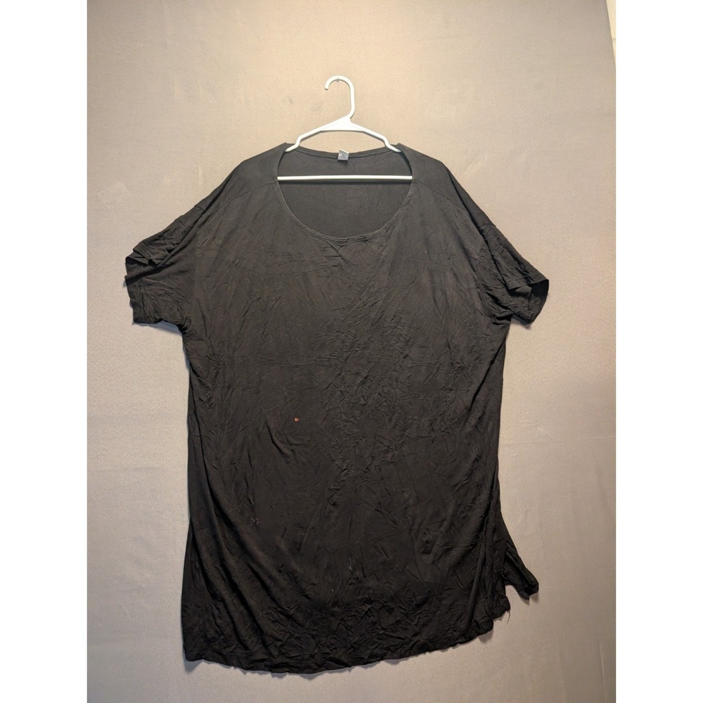 Old Navy Sunday Sleep Blouse Top Womens 2X Black Round Neck Side Slit Casual